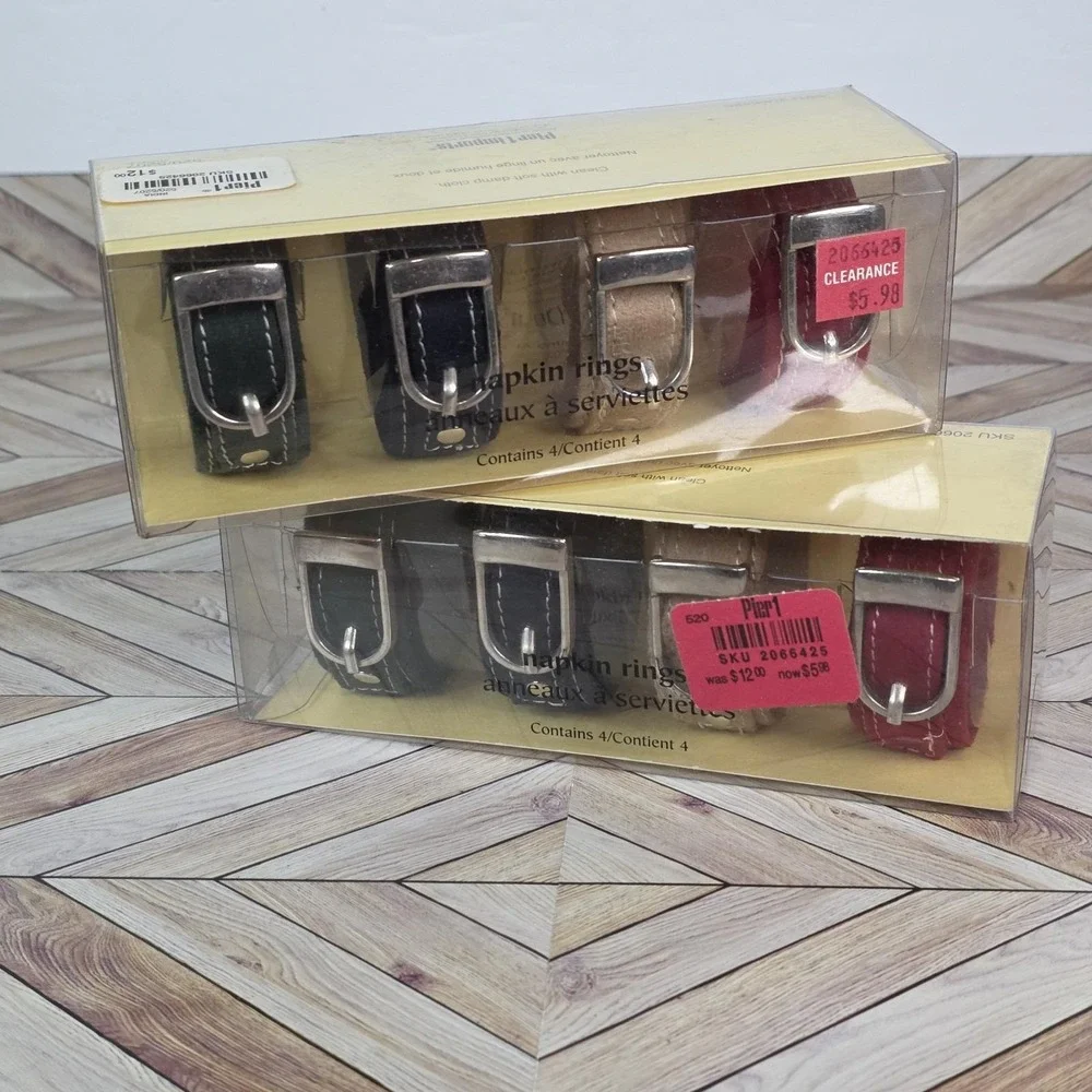 Pier 1 Imports Leather Watch Band Napkin Rings 4colors Discontinued Retro Look